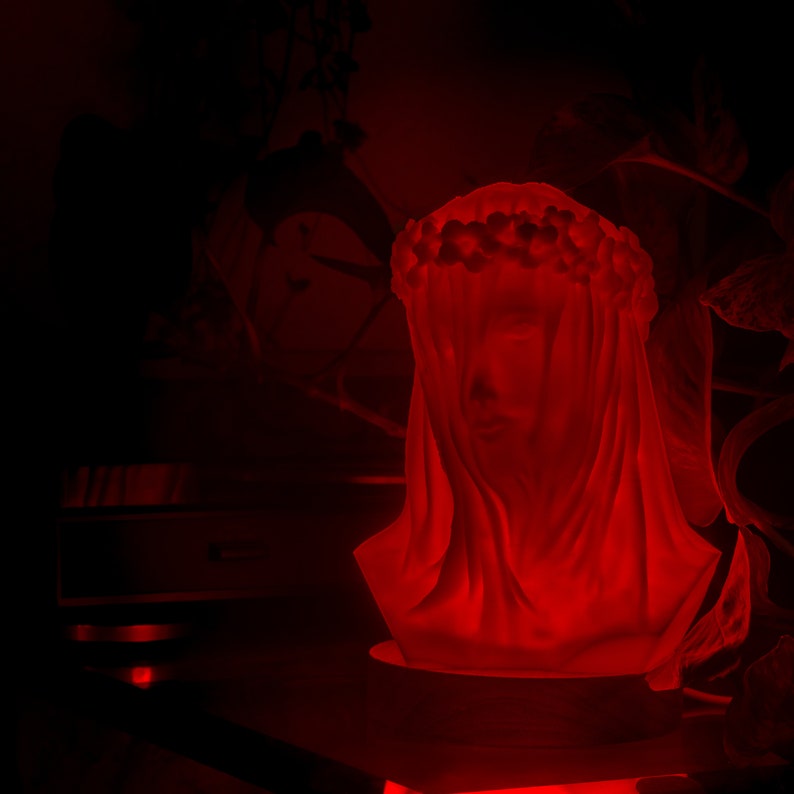 Veiled Lady Bust Lamp - Color Changing - 3D Printed