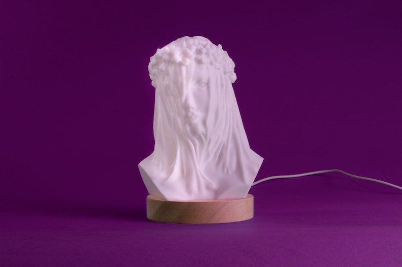 Veiled Lady Bust Lamp - Color Changing - 3D Printed