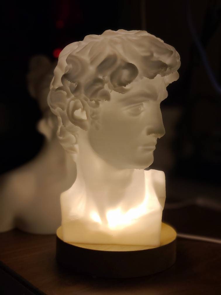 David Bust Lamp - Warm White - 3D Printed