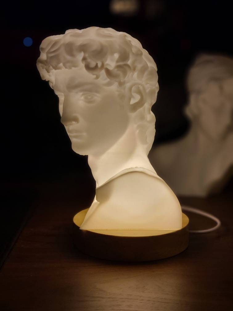David Bust Lamp - Warm White - 3D Printed