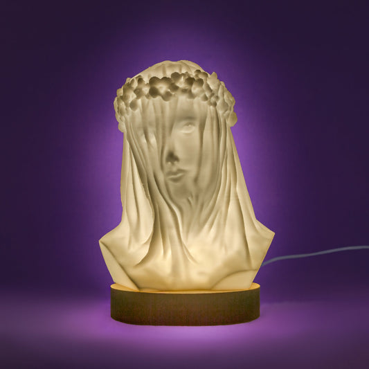 Veiled Lady Bust Lamp - Warm White - 3D Printed