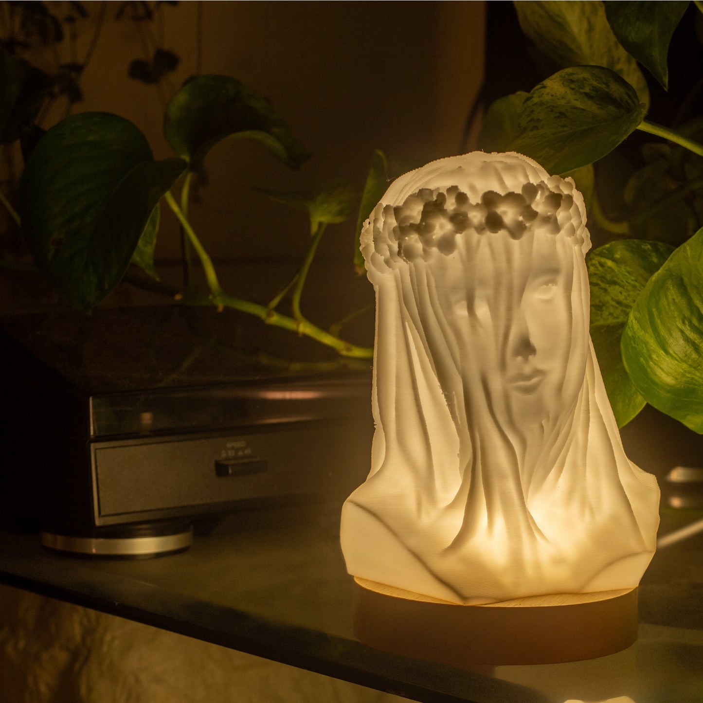 Veiled Lady Bust Lamp - Warm White - 3D Printed